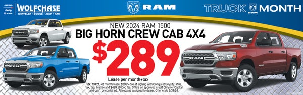 Lease select 2024 Ram 1500 Vehicles for $289/mo
